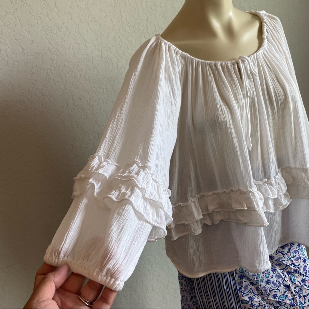 Denim & Supply Ralph Lauren Boho Top women’s size large peasant milkmaid - Picture 2 of 11